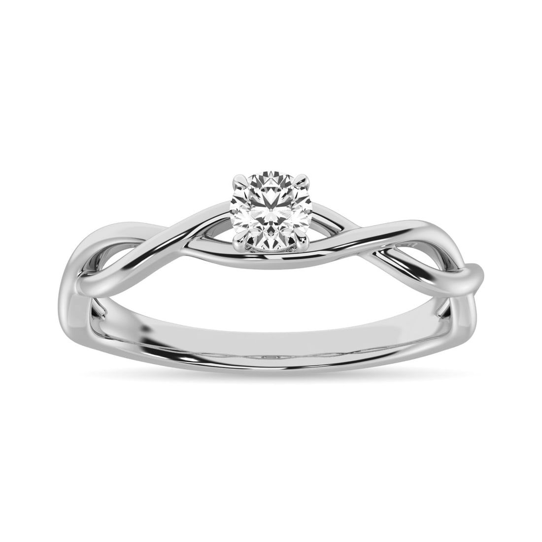 Diamond 1/3 Ct.Tw.Twist Shank Solitaire Engagement Ring in 14K White Gold (1 of 4)