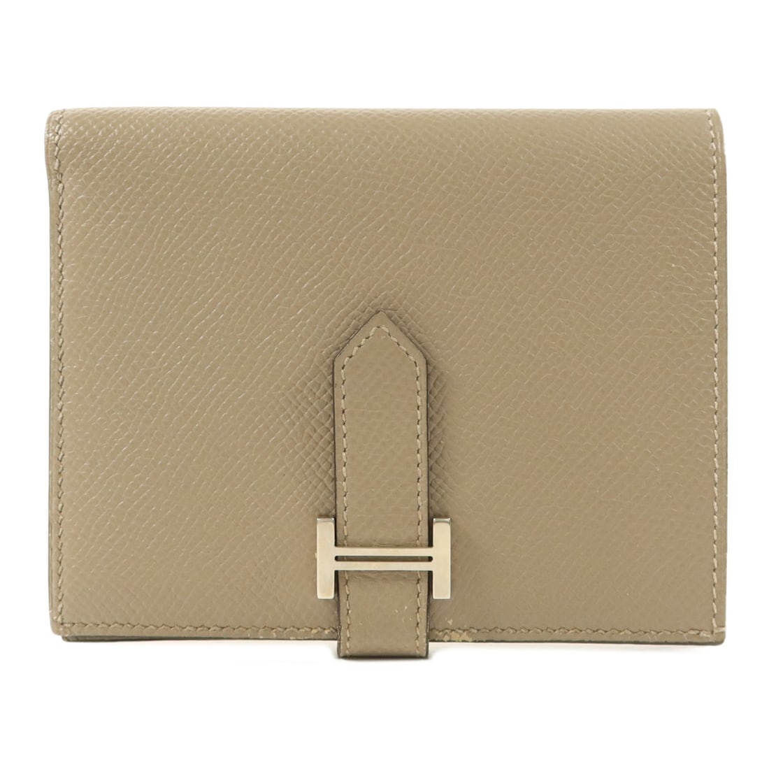 Hermes Bearn Compact Gray Epsom Leather Bifold Wallet Palladium Hardware (1 of 18)