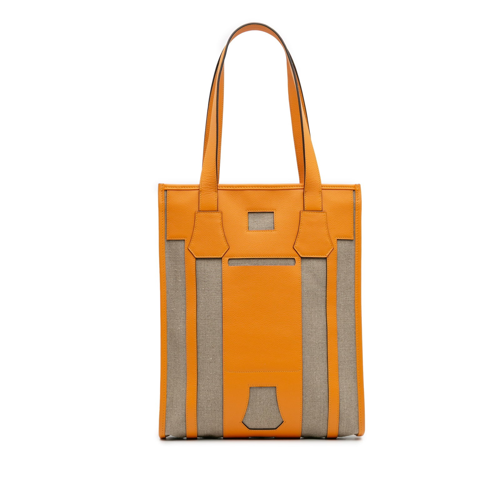 Hermes Evergrain Toile Petit H Bell Tote Jaune D'Or Canvas Leather (1 of 13)