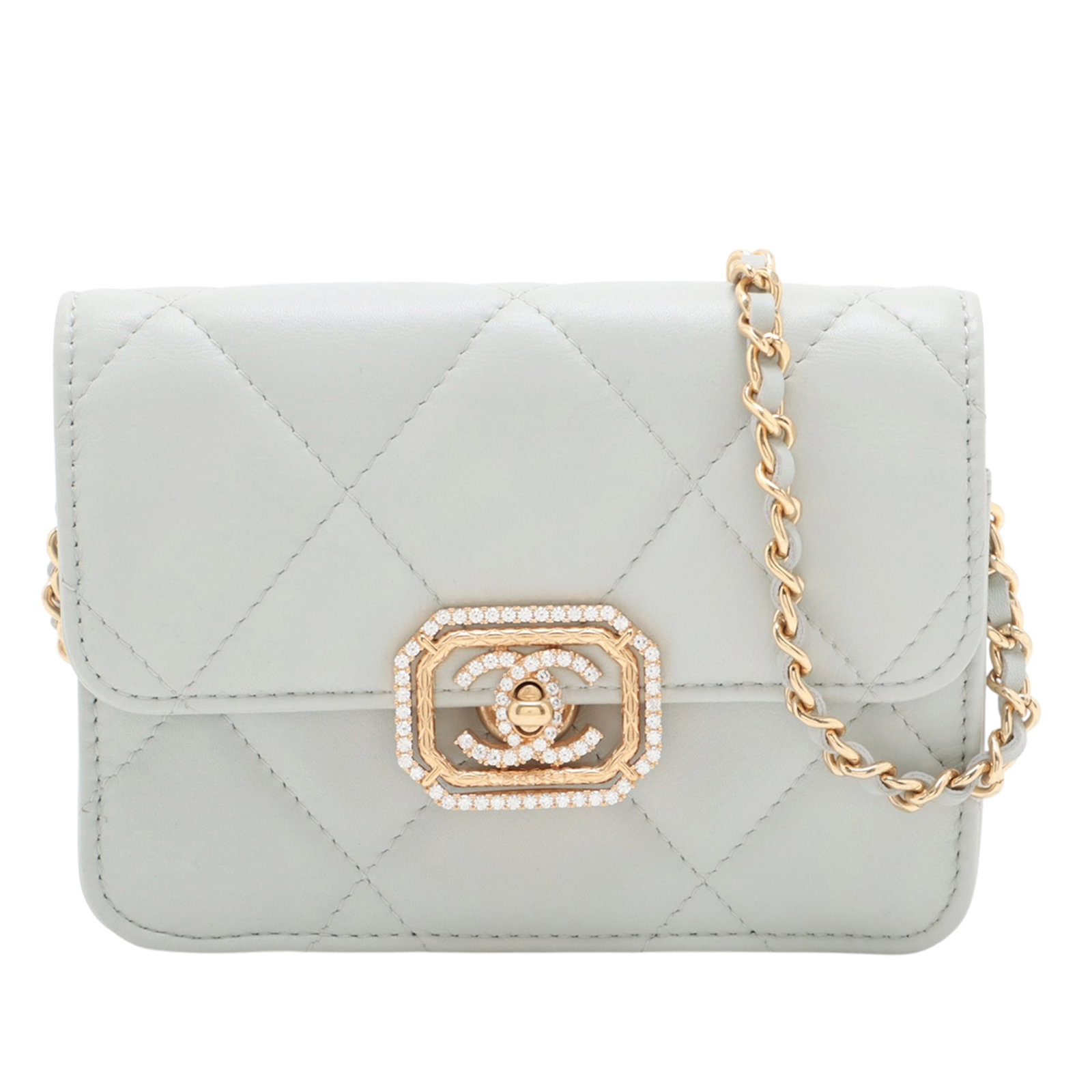 Chanel Gray Quilted Lambskin Crystal Clutch Chain Bag (1 of 10)