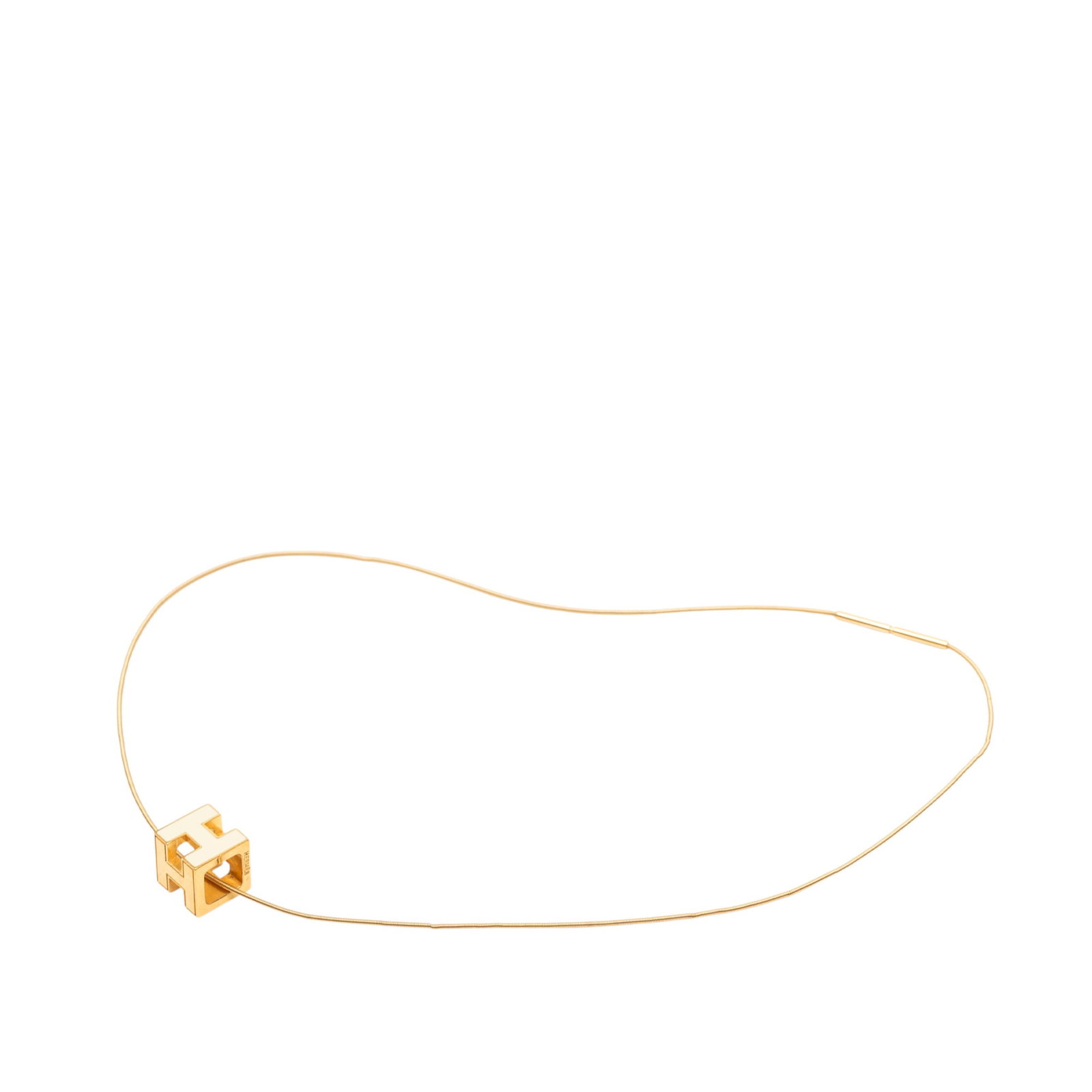 Hermes Cage d'H Cube Gold Plated Enamel Pendant Necklace (1 of 6)