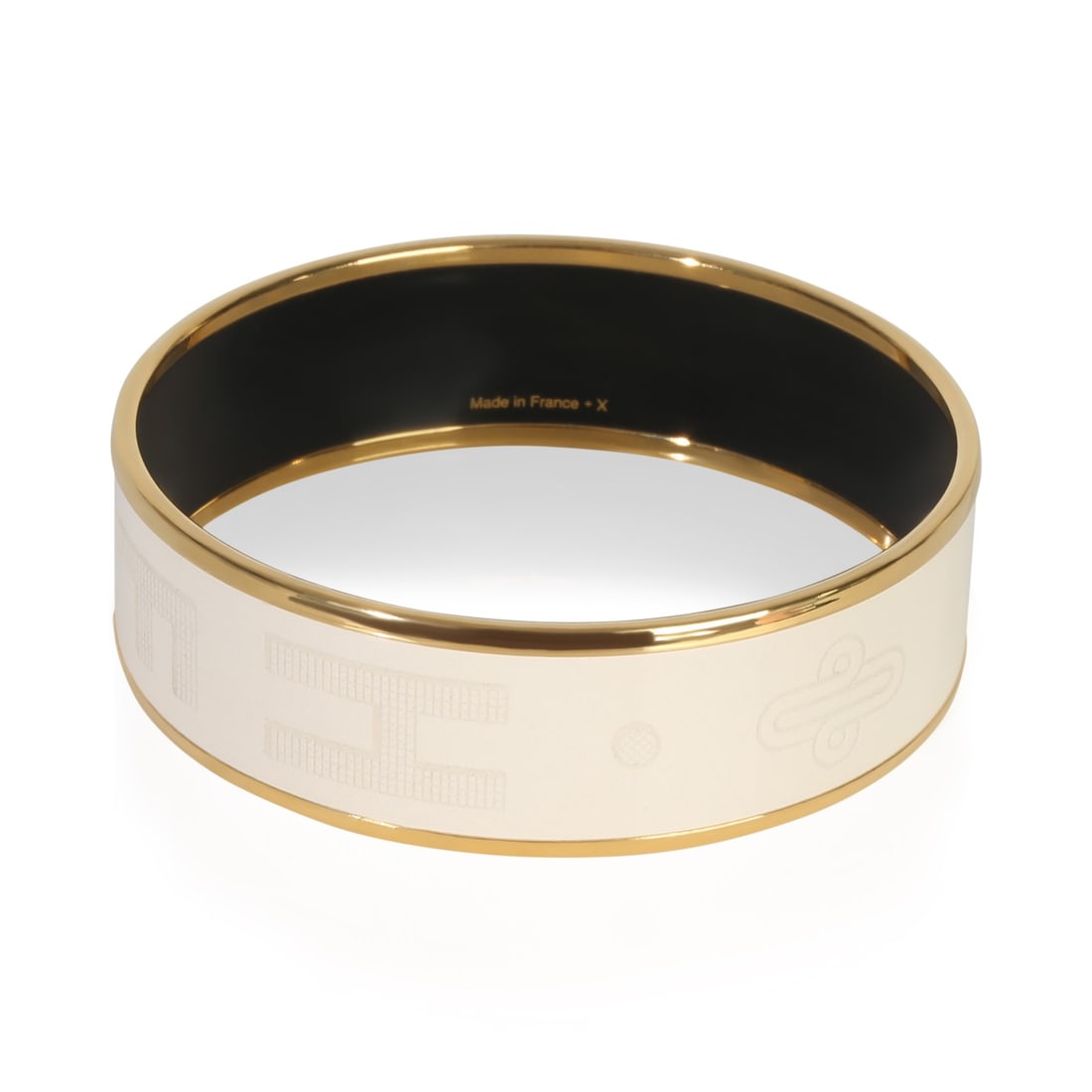 Enamel Sellier Bracelet in Gold Plated Finish by Hermes France 7 Inch (1 of 3)