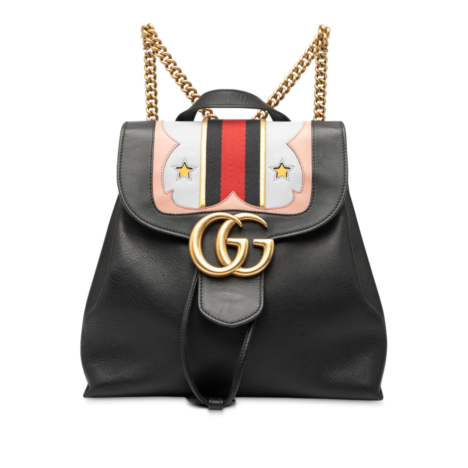 Gucci GG Marmont Black Leather Web Heart Backpack (1 of 7)
