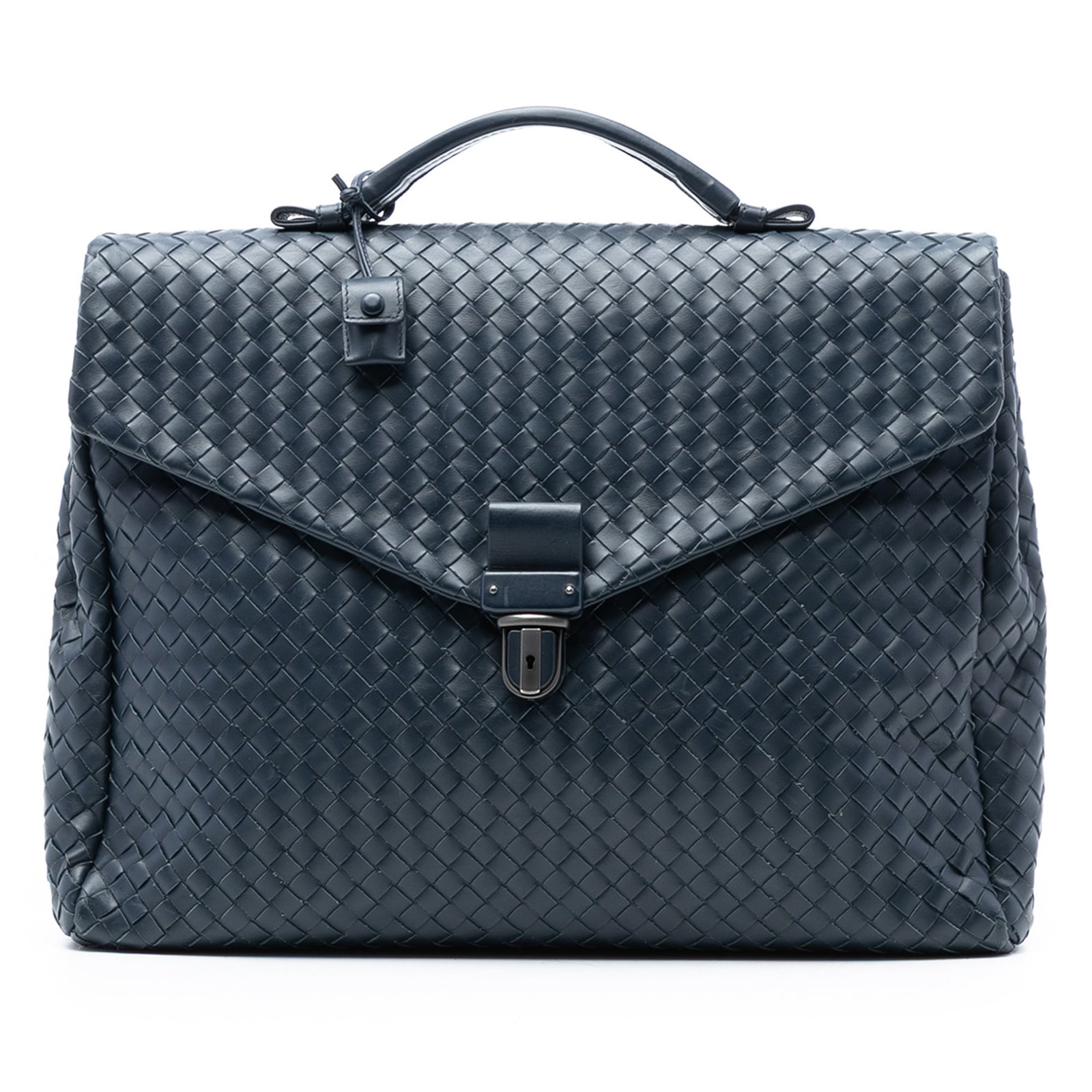 Bottega Veneta Blue Nappa Leather Woven Business Briefcase (1 of 7)