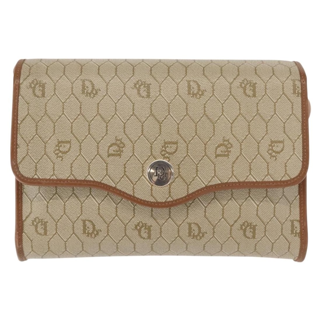 Dior Honeycomb Canvas and Leather Beige Vintage Flap Shoulder Purse (1 of 18)