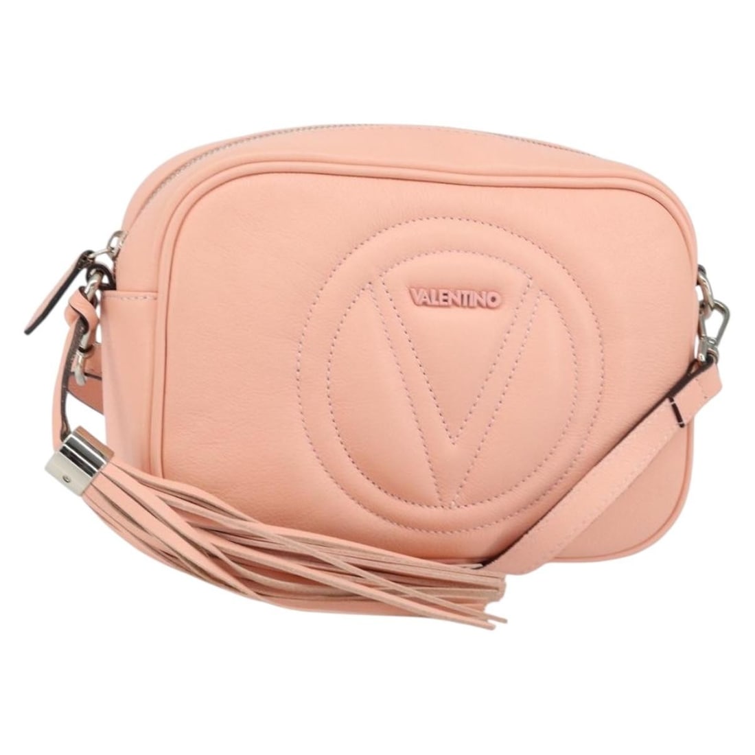 VALENTINO Pink Leather Shoulder Bag with Silver Accents Authentic (1 of 18)