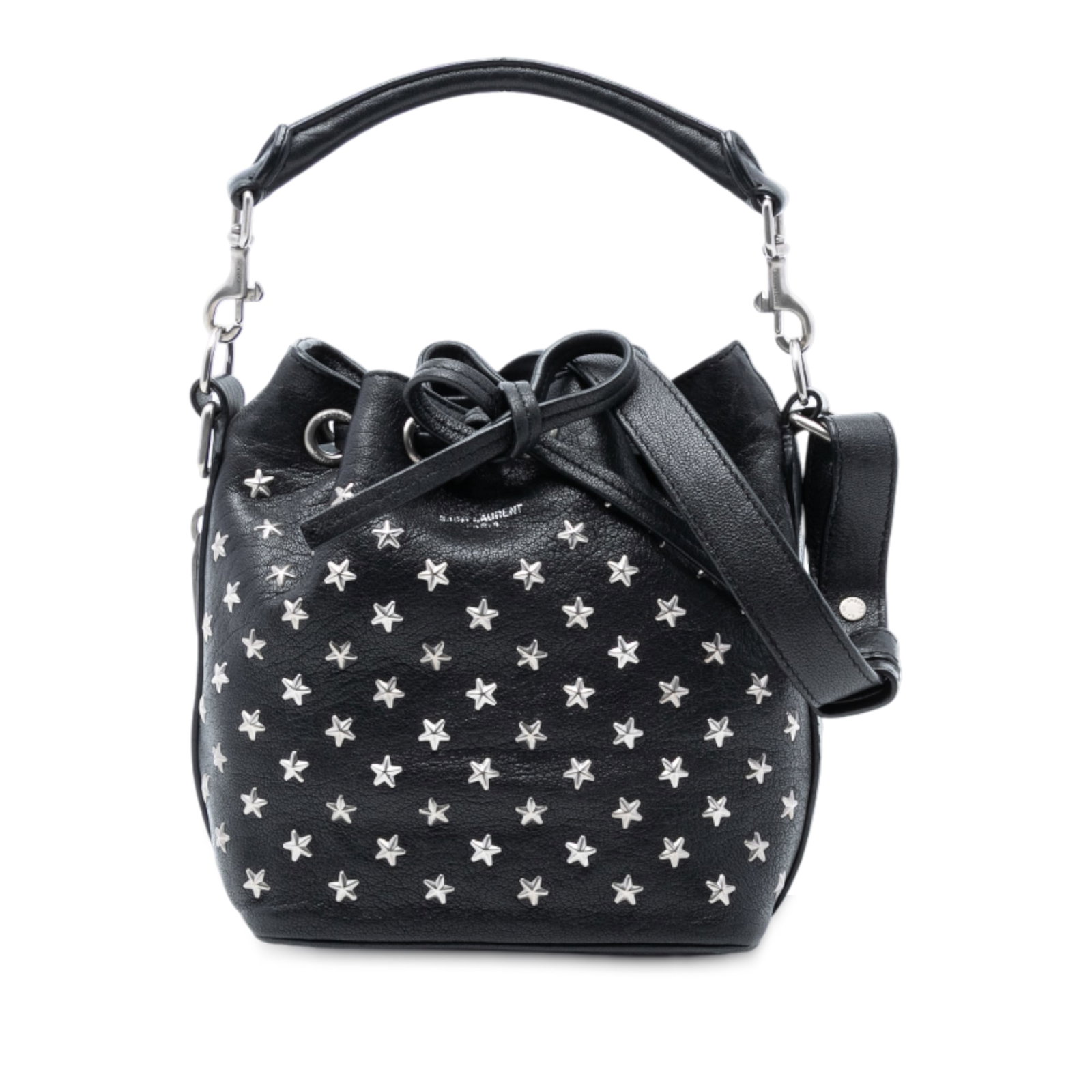 Saint Laurent Emmanuelle Black Leather Bucket Bag with Star Stud Accents (1 of 7)