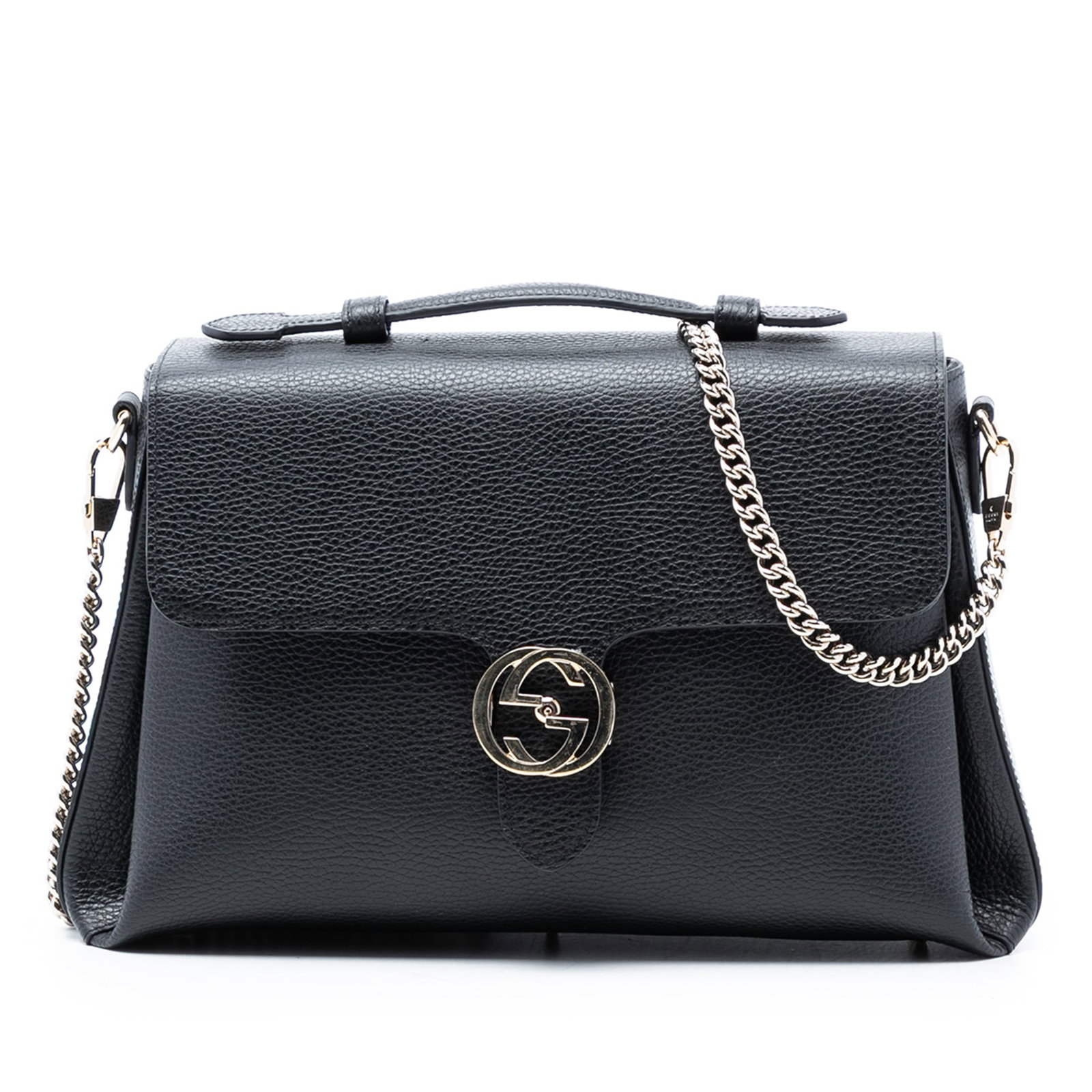 Black Leather Satchel with Interlocking G Closure by Gucci (1 of 7)