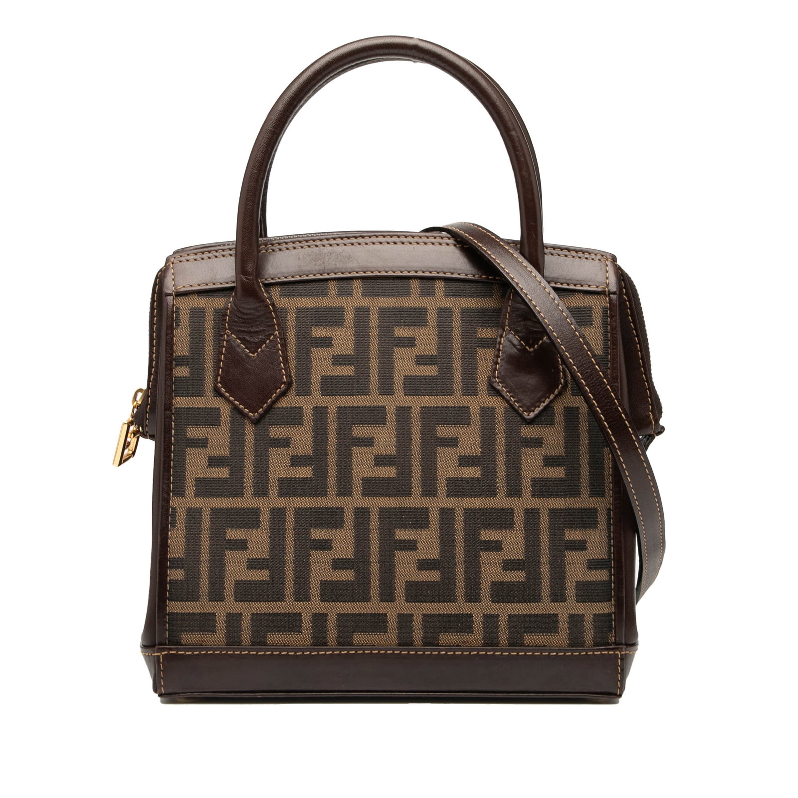 Brown Fendi Satchel Bag with Zucca Canvas and Leather Trim (1 of 7)