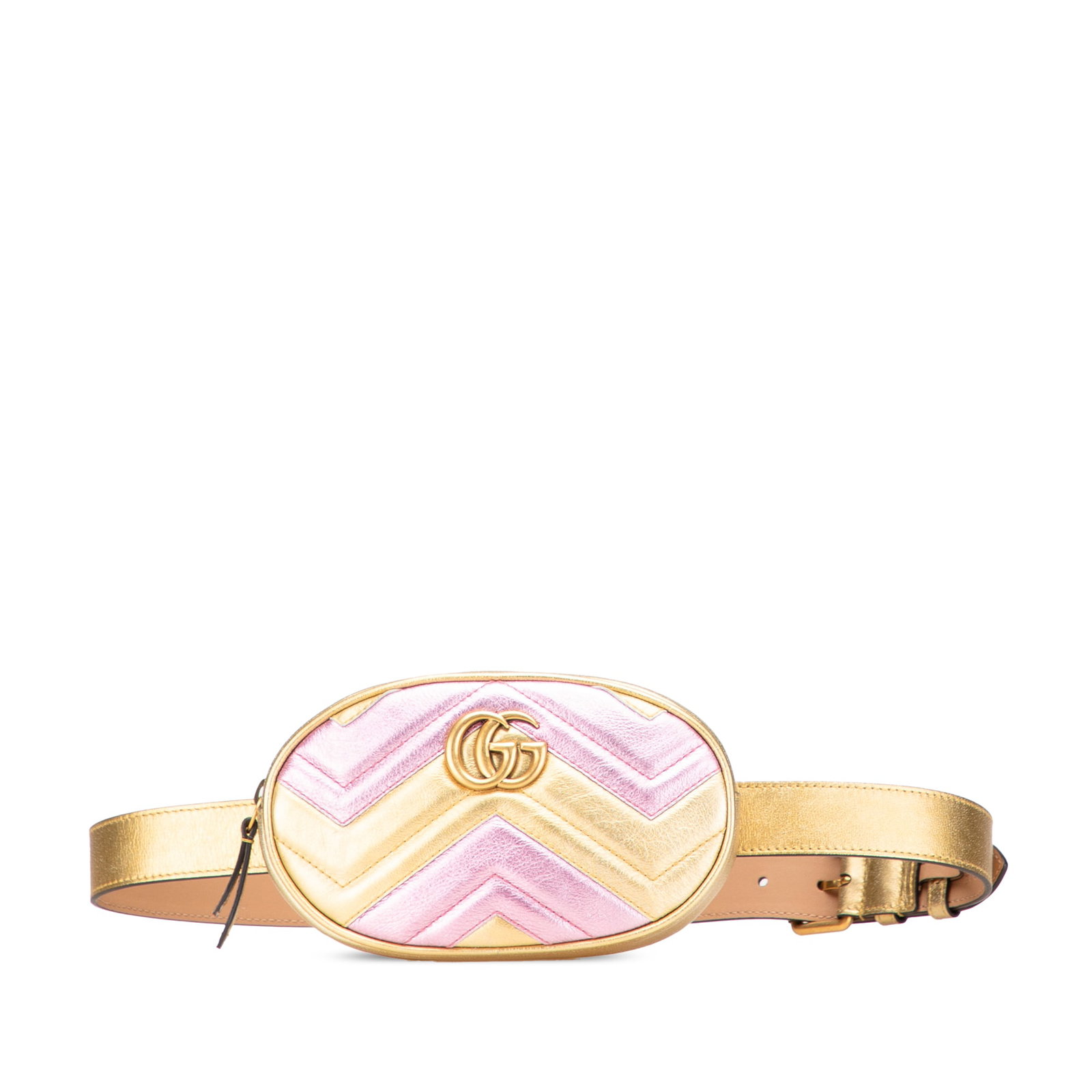 Gucci GG Marmont Metallic Gold Matelasse Leather Quilted Belt Bag (1 of 12)