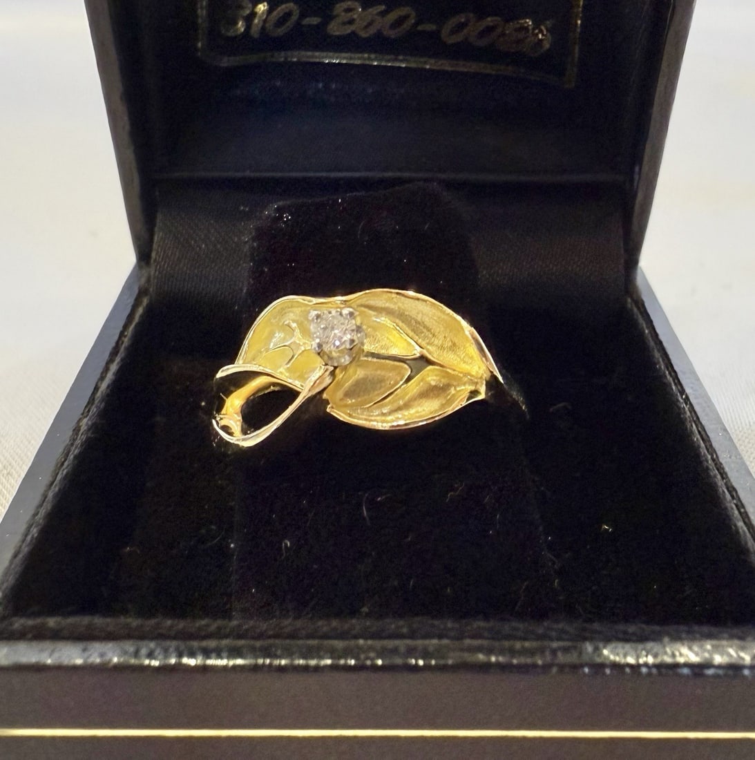 French 18K Gold Platinum Diamond Ring Size 7.25 Hallmarked (1 of 5)