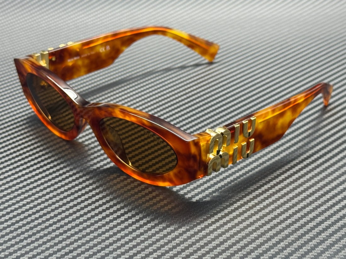 Miu Miu MU 11WS 4BW2Z1 Havana Brown Women's Sunglasses with Authenticity: Miu Miu MU 11WS 4BW2Z1 Havana Brown Women's Sunglasses with Authenticity Elevate your style with these Miu Miu MU 11WS 4BW2Z1 sunglasses, featuring a chic Havana brown frame and matching brown lenses.