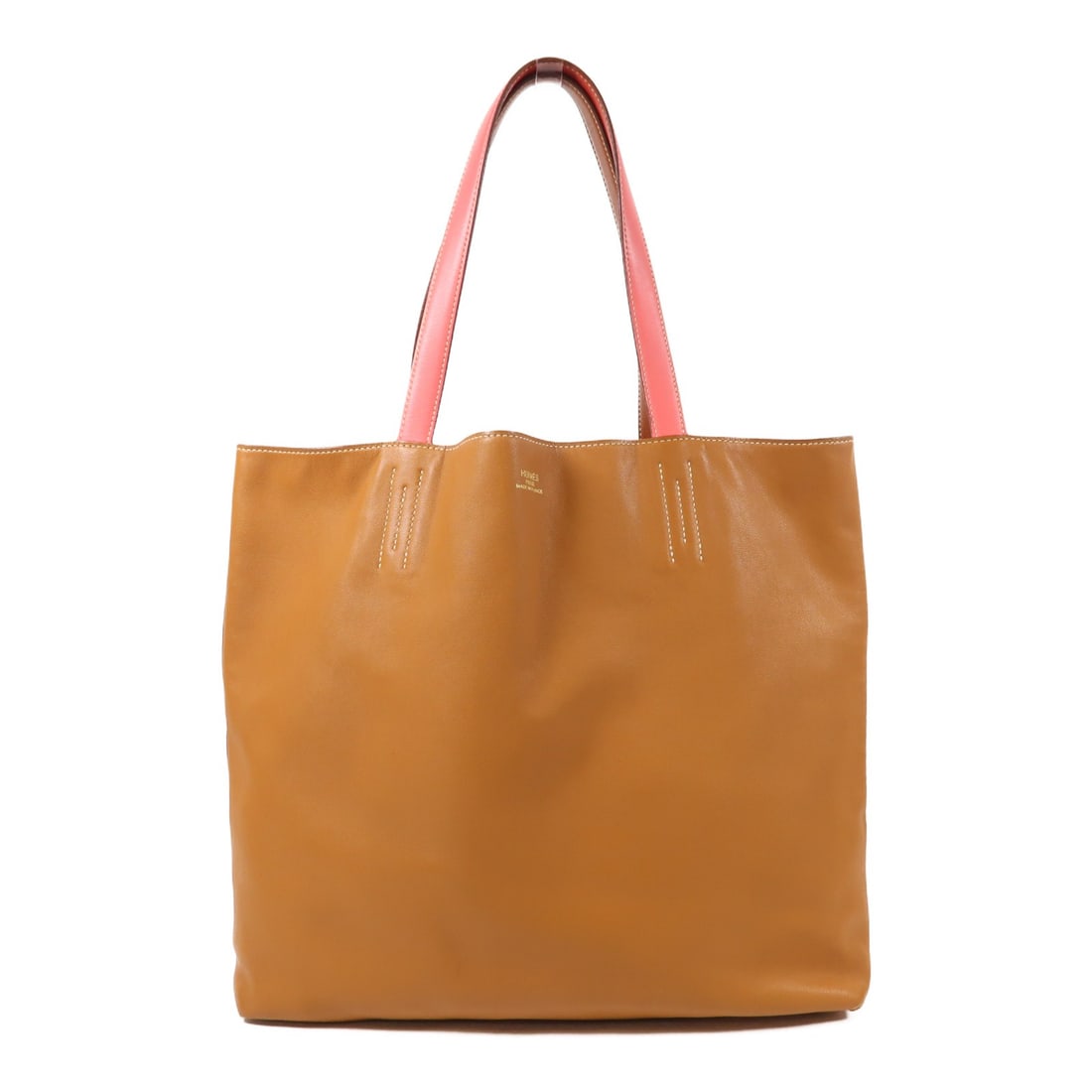 HERMES Double Sens 35 Brown Pink Tote Bag Calfskin Leather (1 of 13)