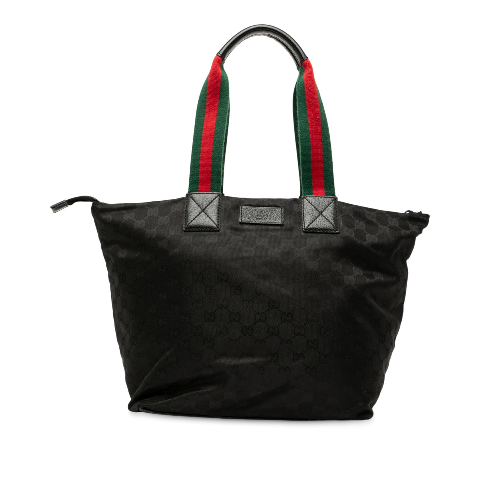 Gucci GG Canvas Web Tote Bag Black Fabric Italy (1 of 7)