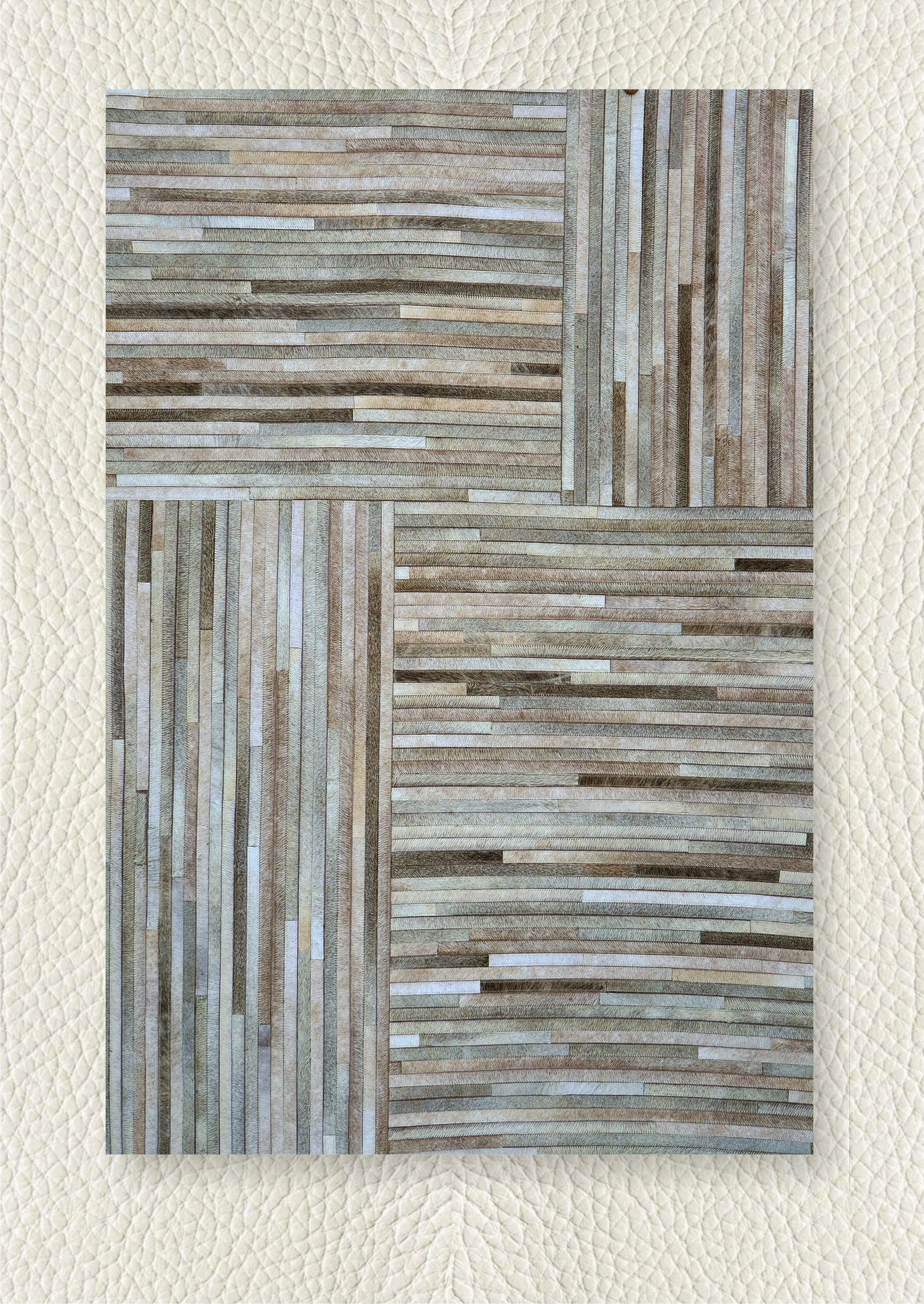 Luxury Earth Tone Patchwork Cowhide Leather Rug 3FT x 5FT (1 of 1)