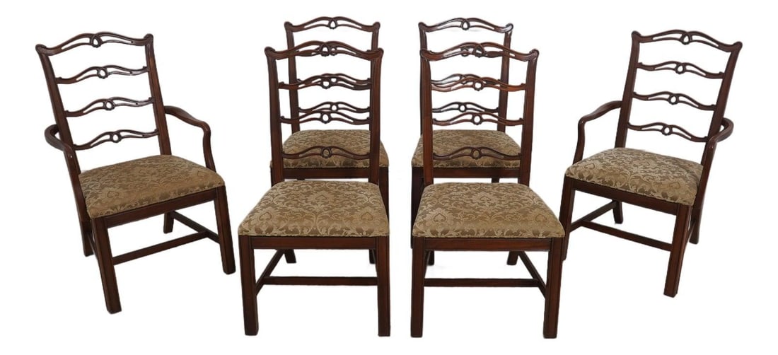Set of 6 Mahogany Chippendale Dining Chairs by Old Colony (1 of 10)