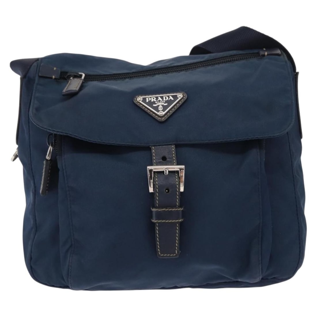Prada Tessuto Nylon Messenger Bag with Buckle Navy 23cm (1 of 18)