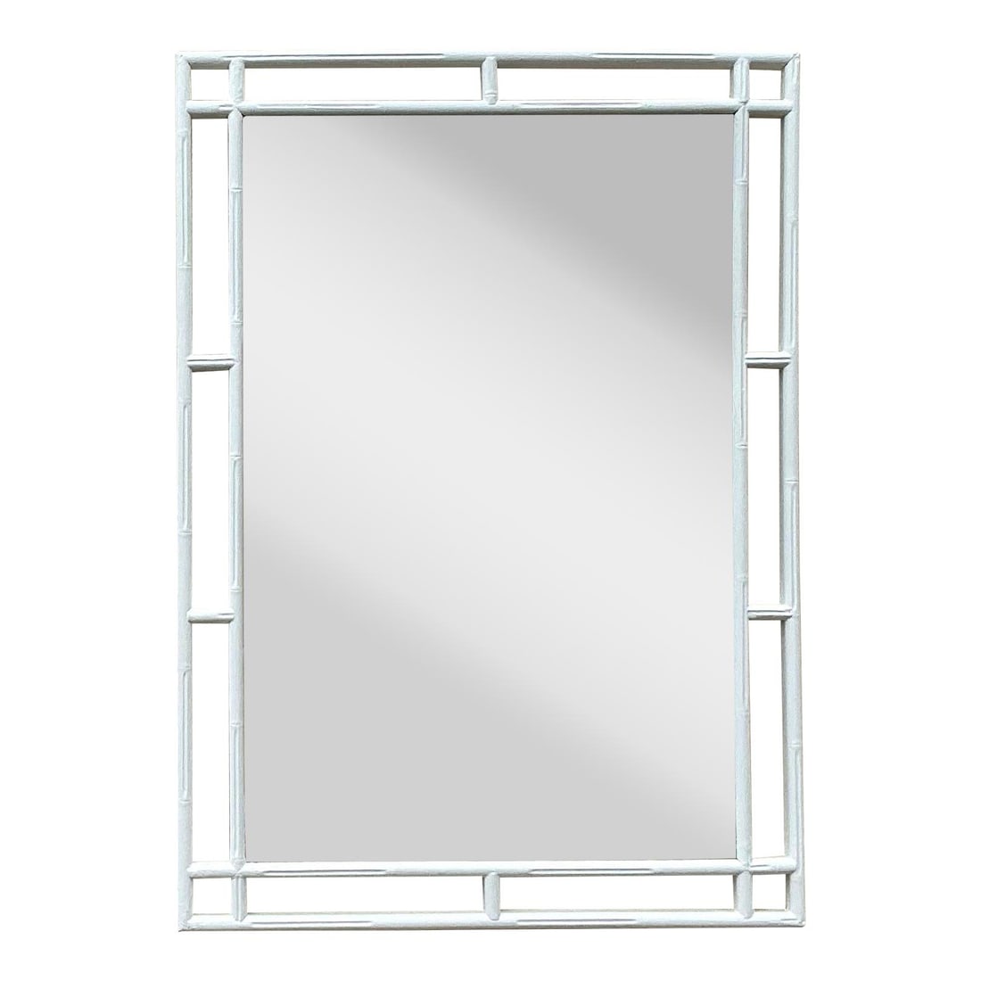 Vintage Coastal Bamboo Mirror 30 x 42 White Nautical Charm (1 of 6)