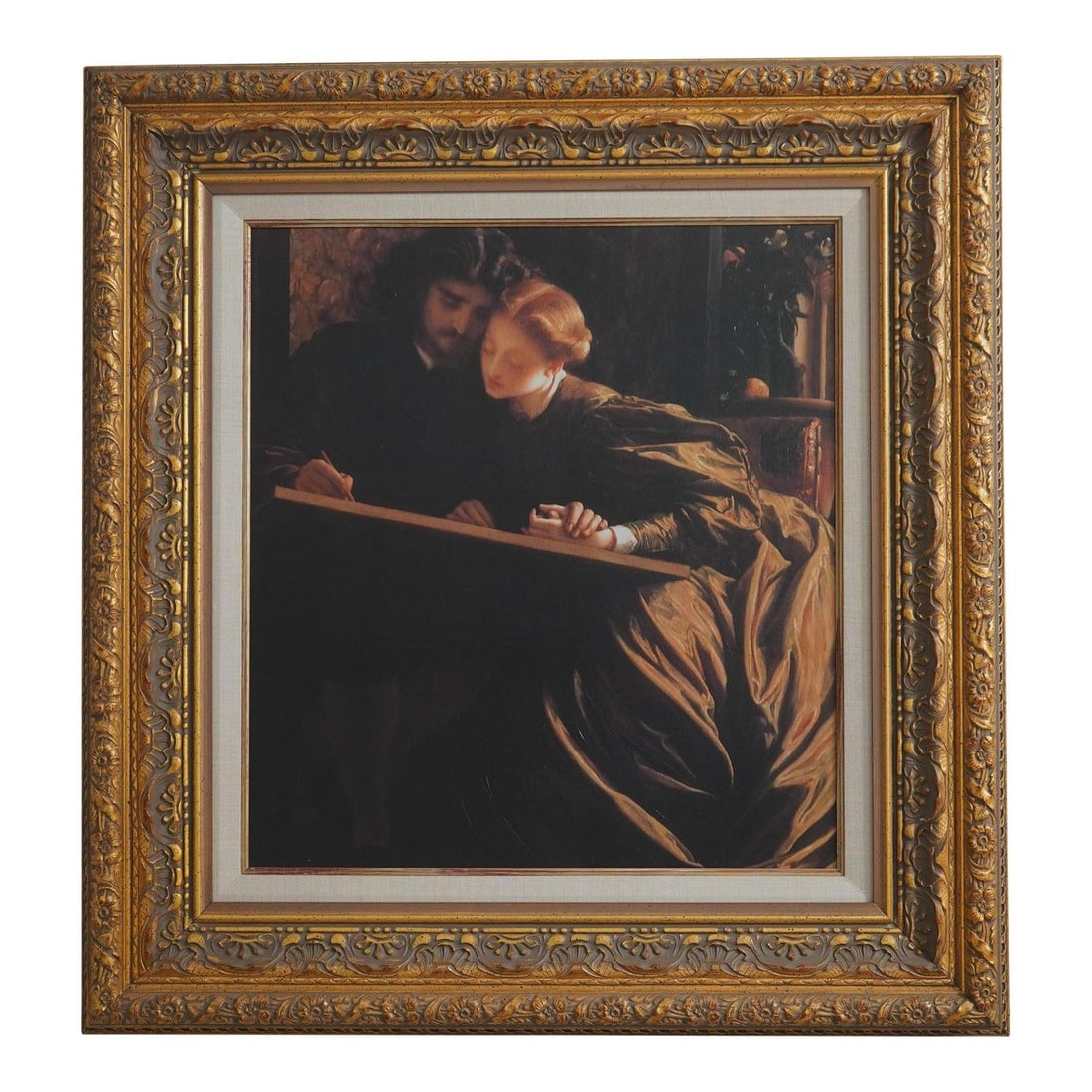 Ethan Allen Ornate Gold Framed Decorative Canvas Art 34.5x37 (1 of 10)