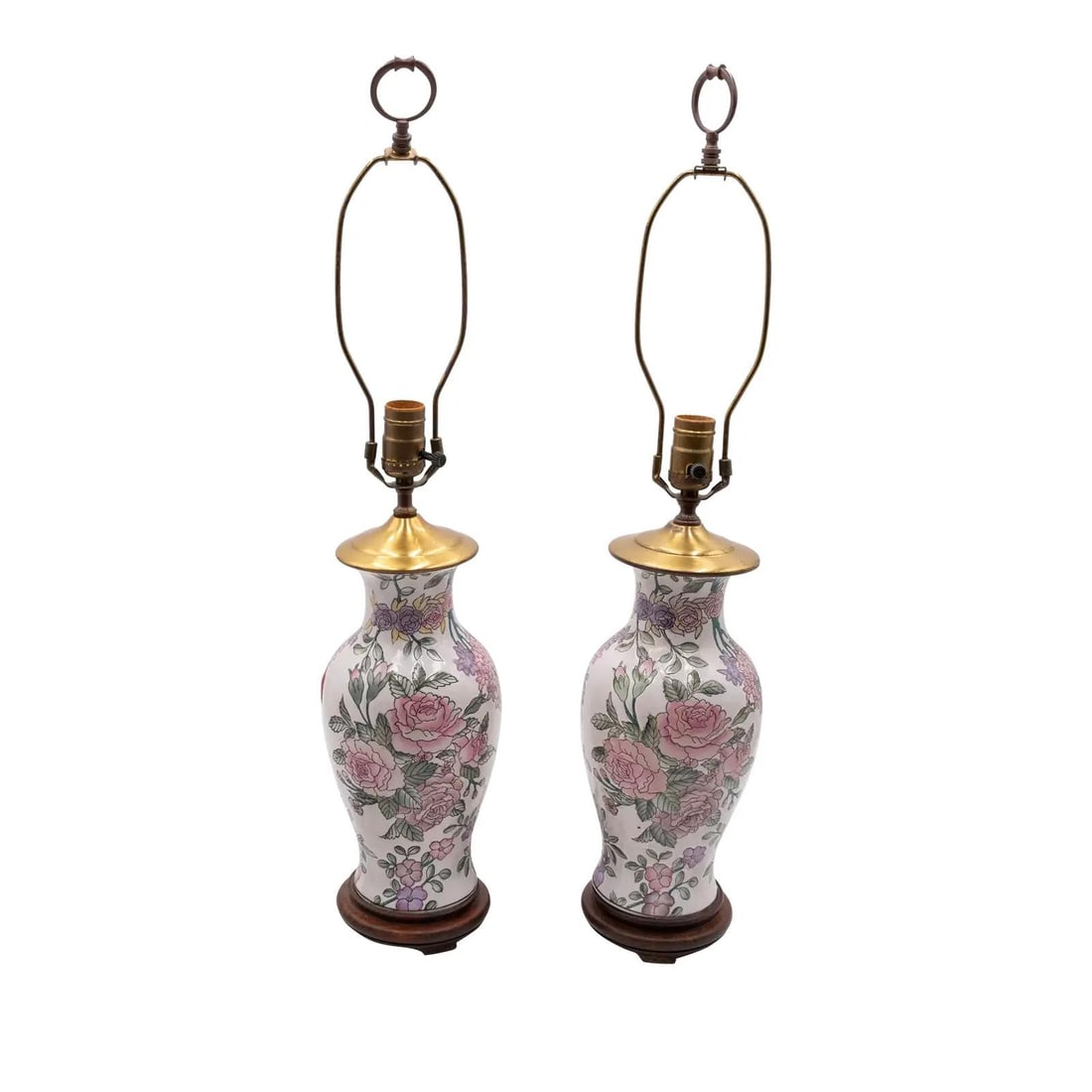 Elegant Chinoiserie Porcelain Table Lamps with Brass Hardware Pair (1 of 10)