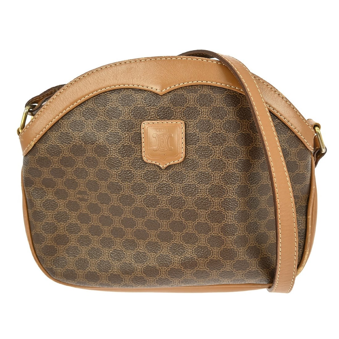 Celine Macadam Small Brown PVC Leather Shoulder Bag with Logo Accent (1 of 12)