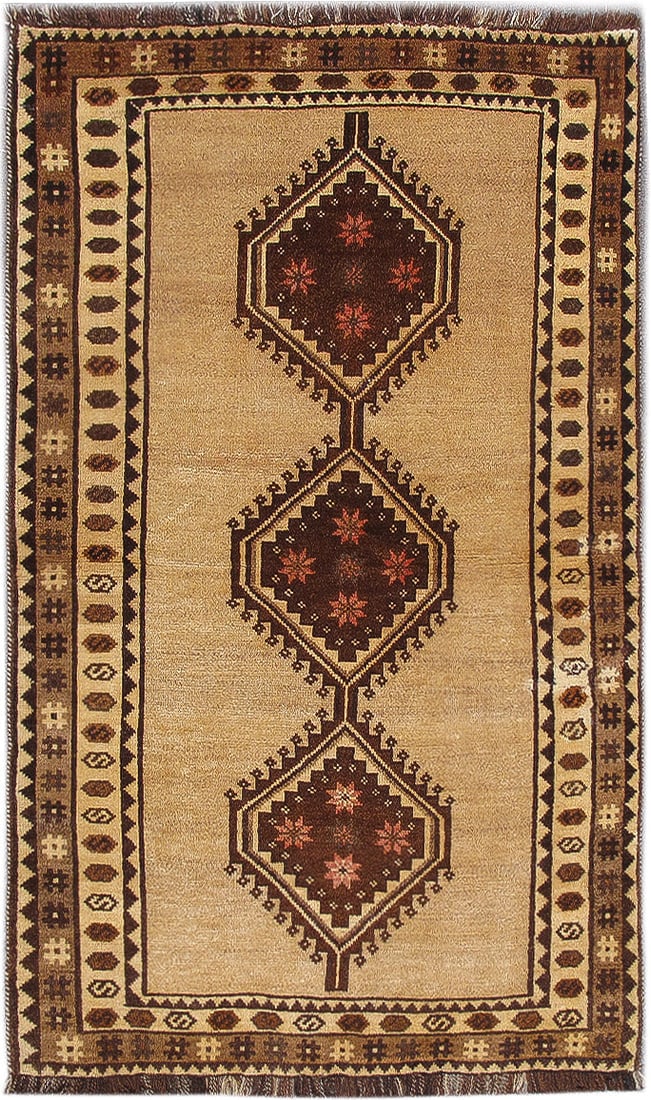 Handcrafted 3.8 x 6.5 Brown Persian Hamadan Area Rug (1 of 6)