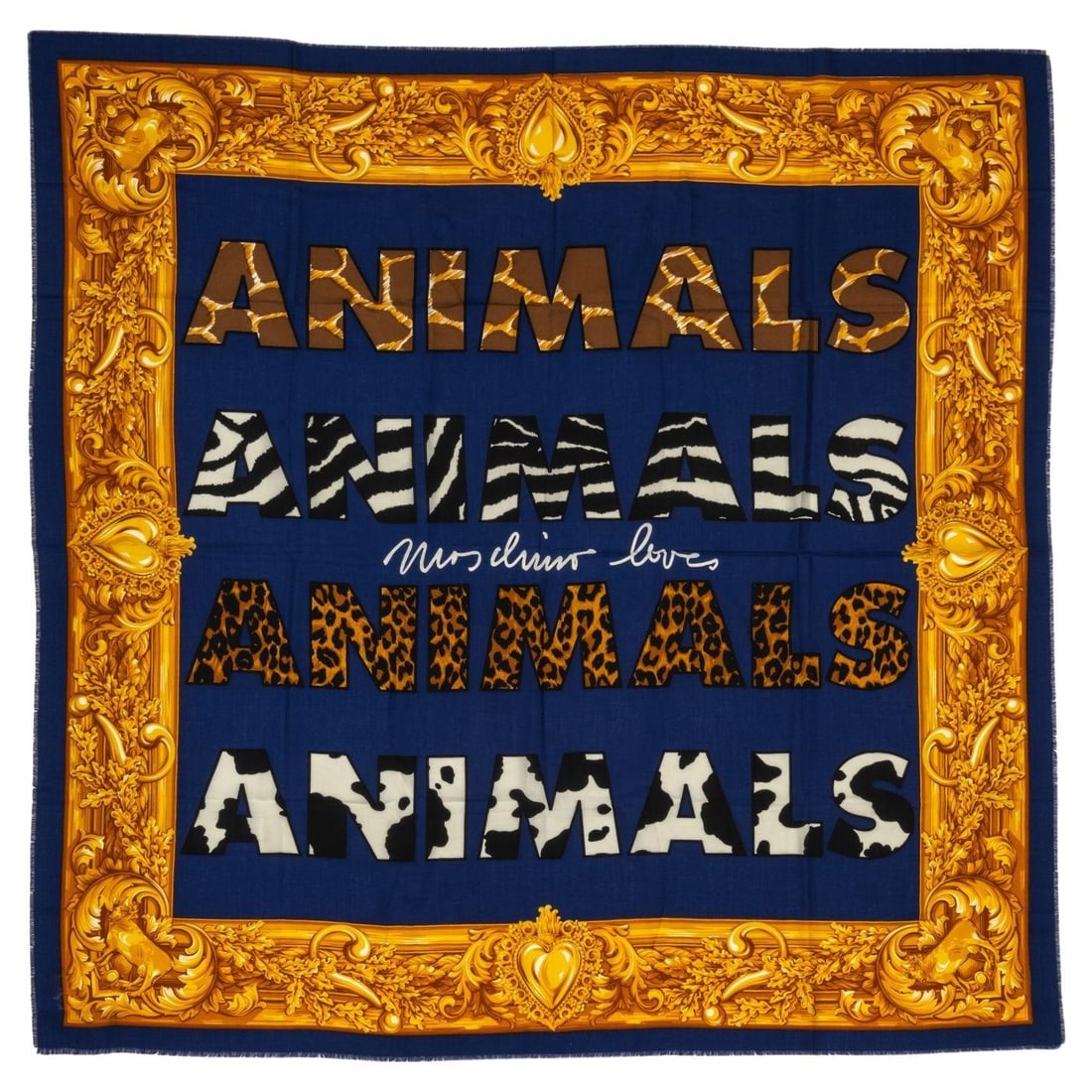 Moschino Animals Multicolor Wool Silk Shawl 54in (1 of 5)