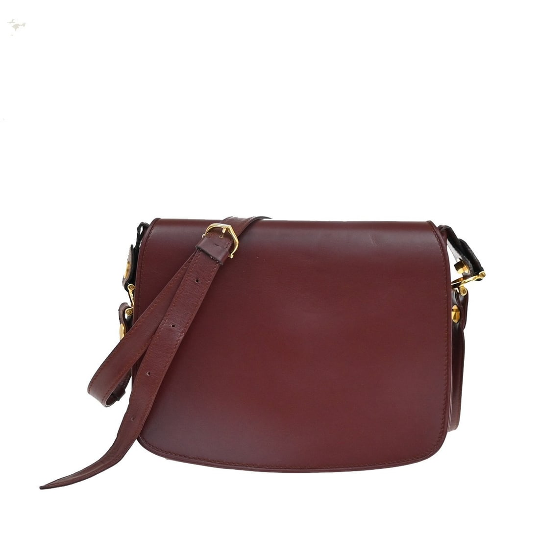 Red Leather Shoulder Bag by Cartier Must de Cartier: Red Leather Shoulder Bag by Cartier Must de Cartier This pre-owned Must de Cartier shoulder bag is crafted from red leather and designed for women. It features a classic silhouette suitable for everyd