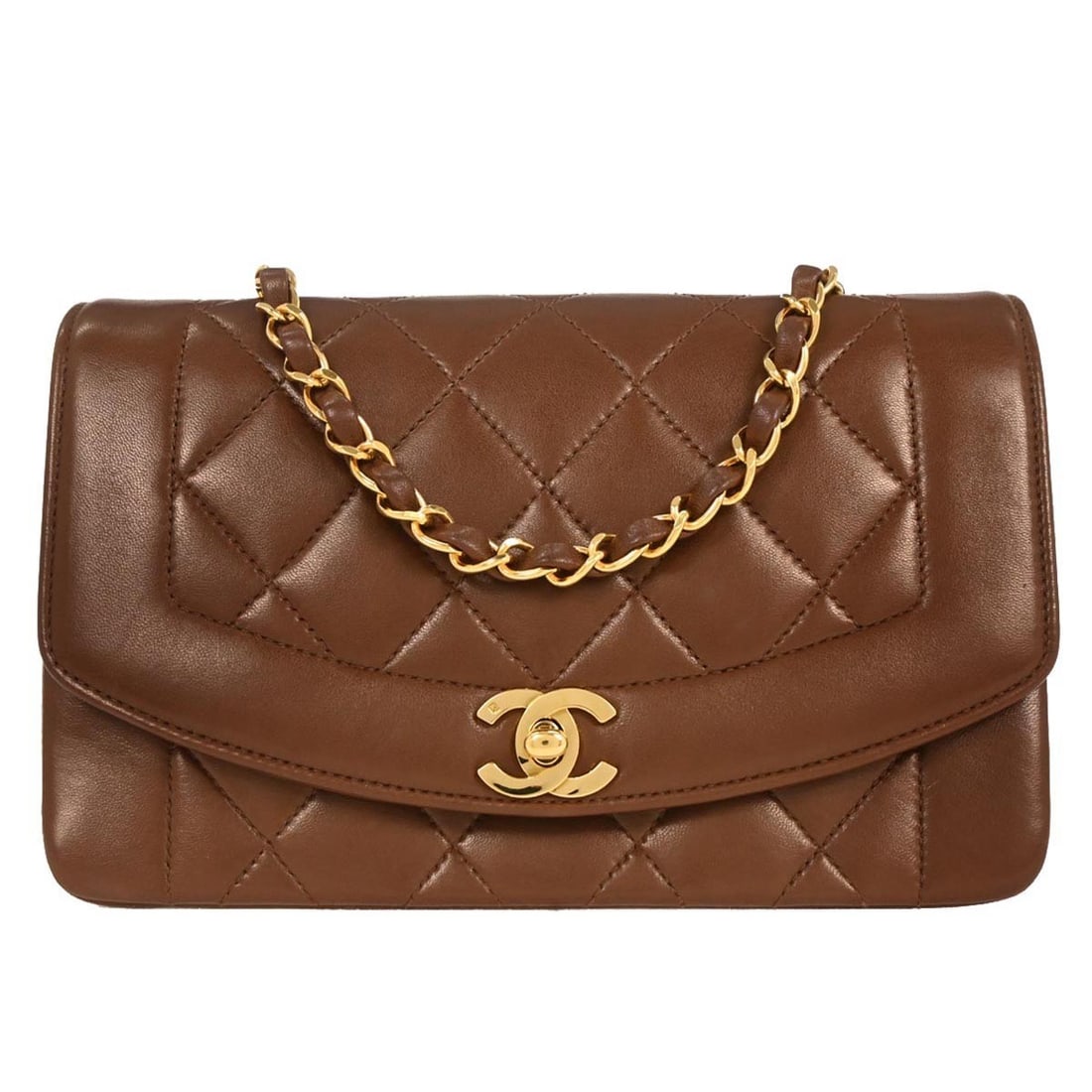 Chanel Brown Lambskin Small Diana Crossbody Shoulder Bag (1 of 10)