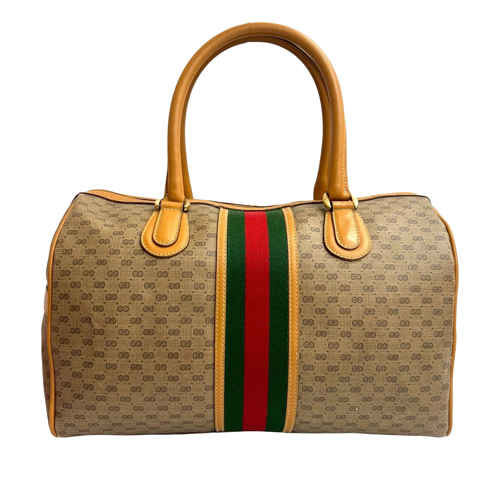Gucci Micro GG Supreme Web Boston Bag Beige Coated Canvas Italy (1 of 15)