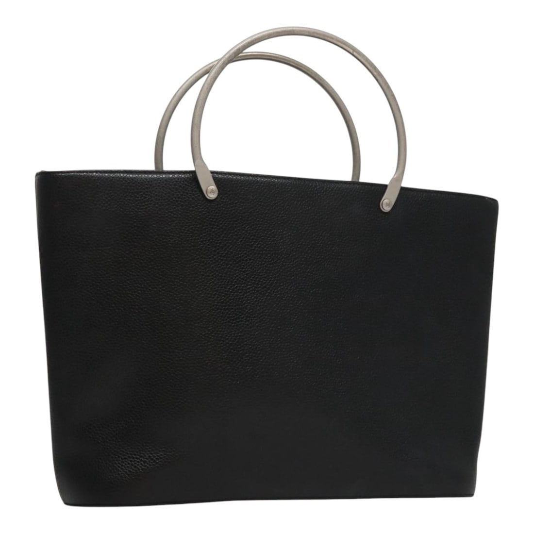 Chanel Black Leather Vintage Tote with Metal Ring Handles (1 of 18)