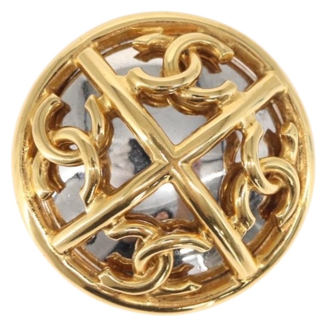 Gold Tone Metal CC Logo Brooch by CHANEL France (1 of 6)