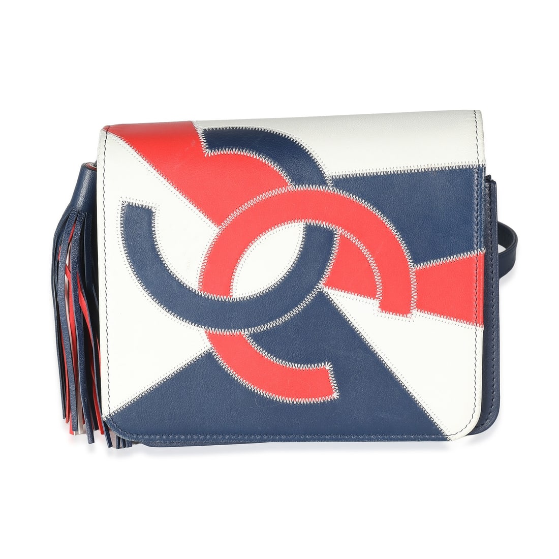 Chanel Patchwork CC Flap Shoulder Bag in Red White Blue Lambskin (1 of 9)