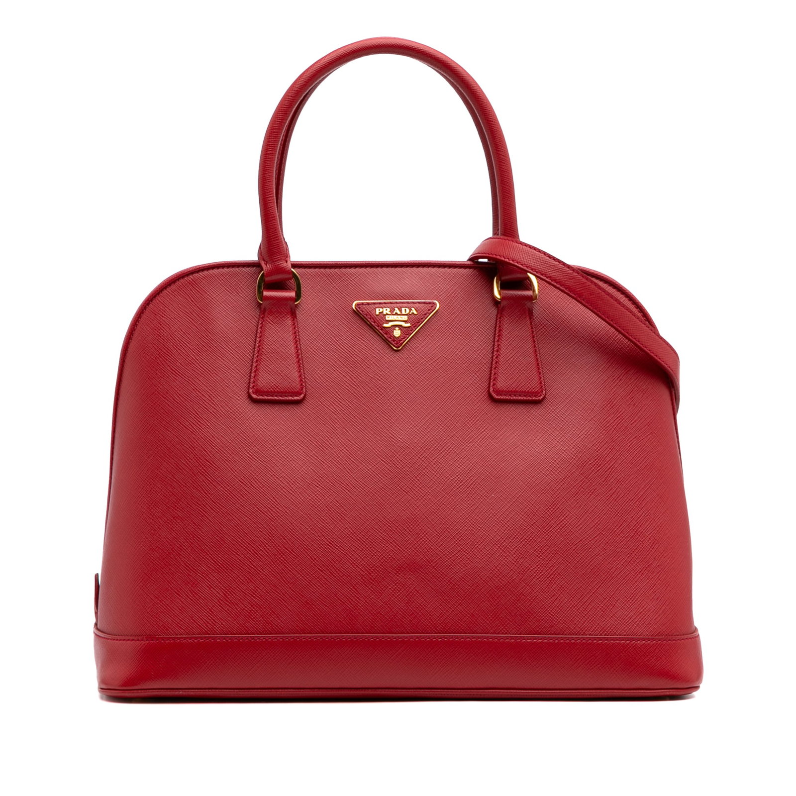 Prada Medium Saffiano Lux Satchel Red Leather Italy (1 of 11)