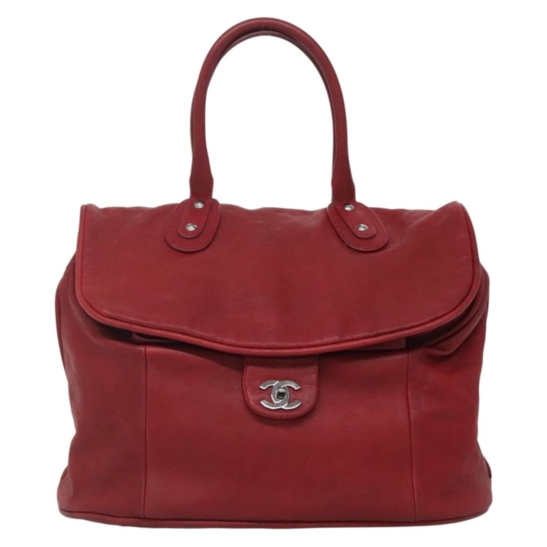 Red Leather Satchel by Chanel Vintage CC Turnlock 45cm x 35cm x 24cm (1 of 18)