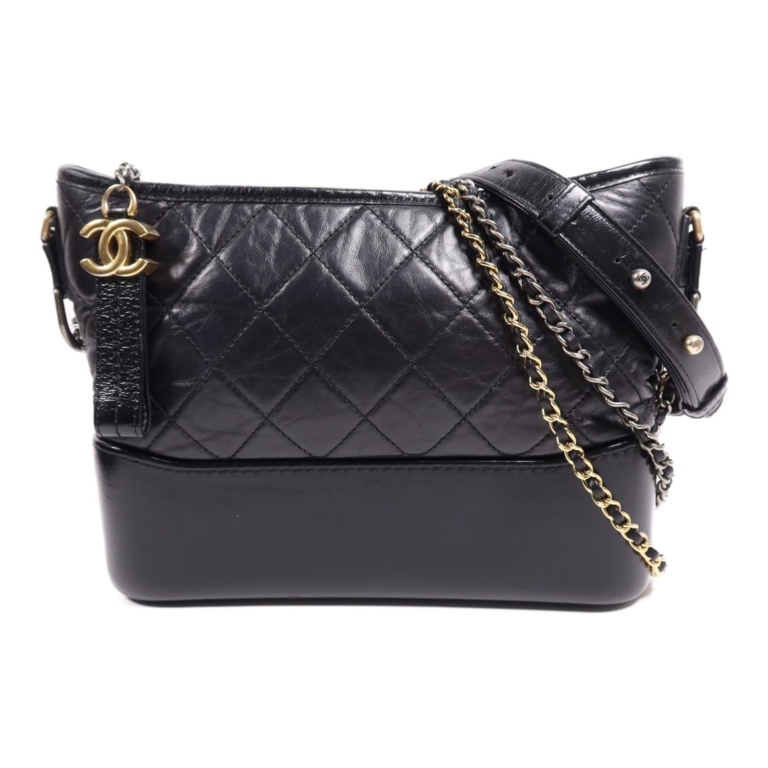 CHANEL Gabrielle Medium Black Calfskin Leather Shoulder Bag (1 of 18)