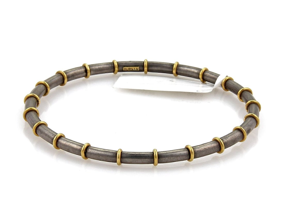 Sterling Silver Bangle Bracelet with 24k Gold Overlay by Gurhan Midnight (1 of 4)