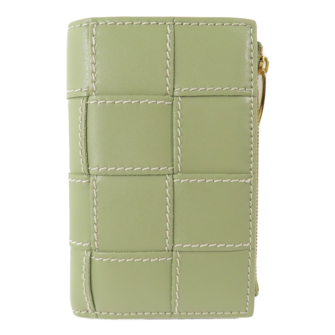 Bottega Veneta Light Green Intrecciato Leather Bi-Fold Wallet Gold Hardware (1 of 12)