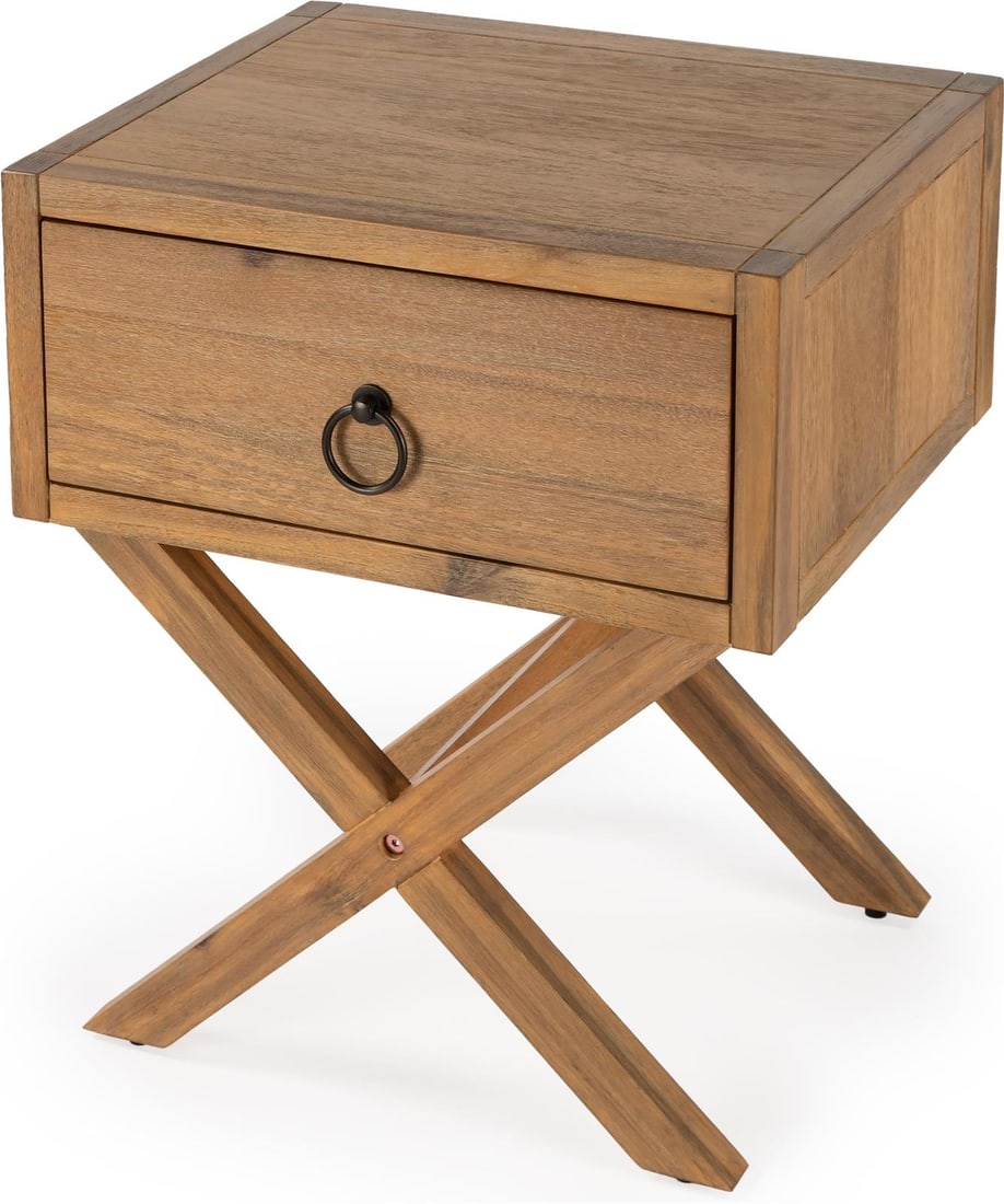 Butler Nightstand Natural Mango Antique Style 22H 19W 16D: Butler Nightstand Natural Mango Antique Style 22H 19W 16D Embrace a blend of vintage charm and modern functionality with this Butler Lark Nightstand. Crafted in a natural mango finish, this nightstand