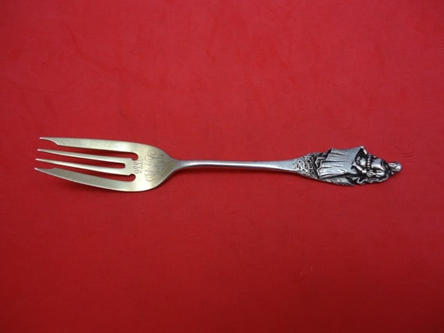Gorham Nuremberg Sterling Silver Salad Fork 5 7/8" Gold Washed Woman Flower Design (1 of 1)