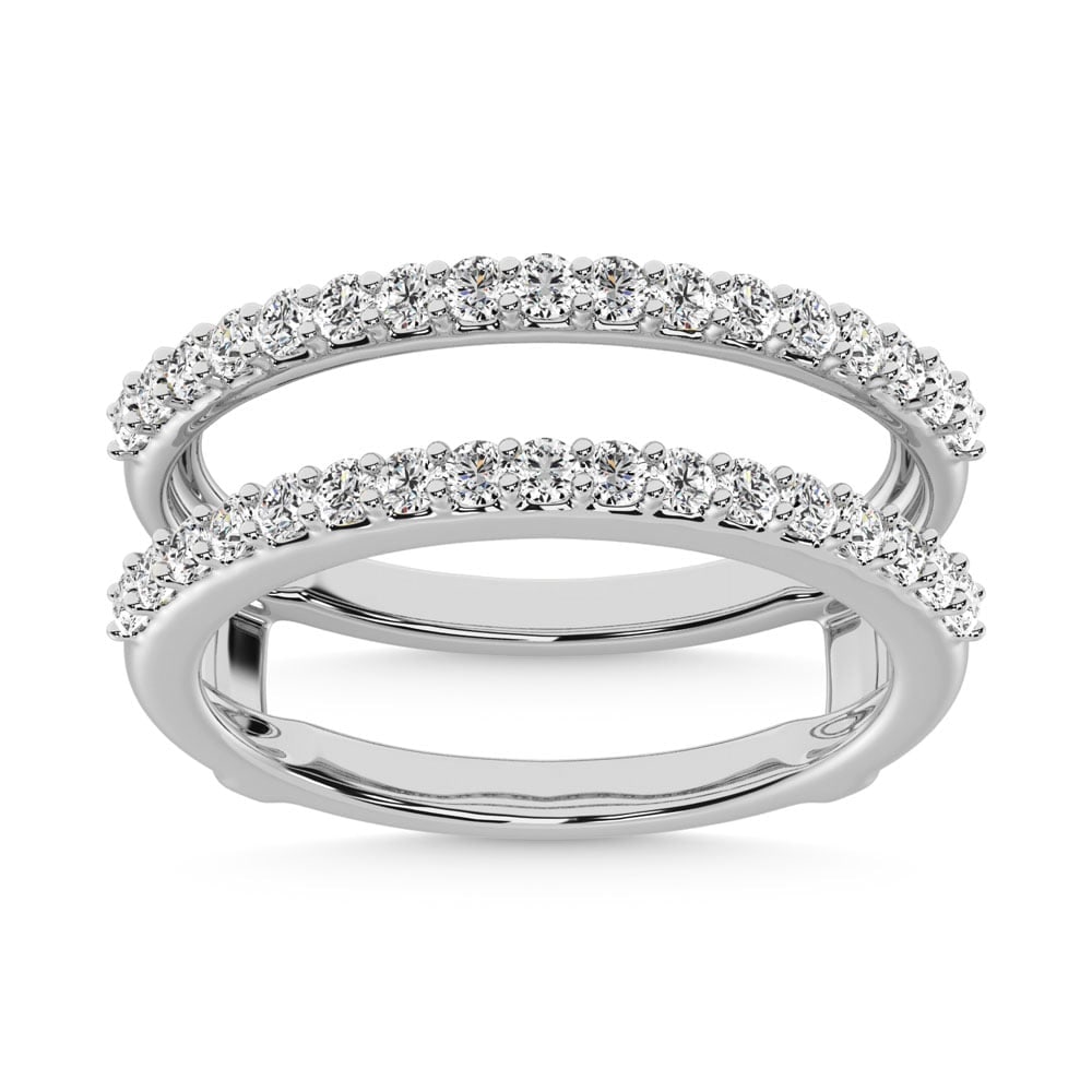 14K White Gold Diamond 1/2 Ct.Tw. Guard Ring: 14K White Gold Diamond 1/2 Ct.Tw. Guard Ring 14k White Gold Stone Color: G-h Stone Clarity: Si2 Each ring is presented in standard size 6.5. Complimentary resizing is available between sizes 510 (in 1