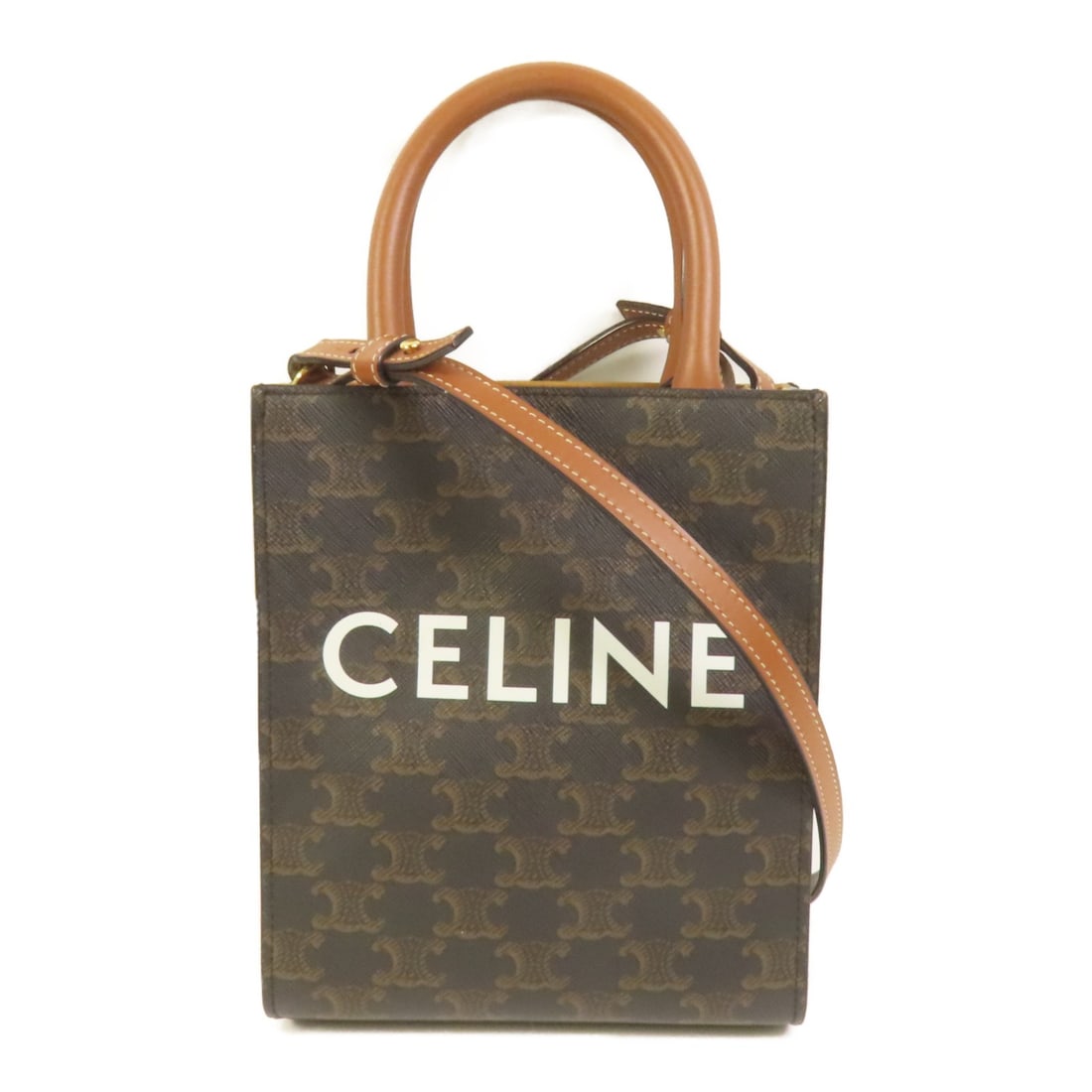 Celine Mini Vertical Cabas Brown Coated Canvas Two Way Shoulder Bag (1 of 14)