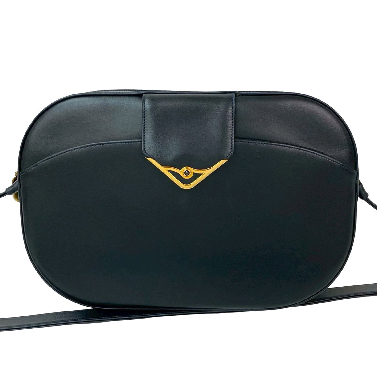 Blue Leather Crossbody Bag Cartier Sapphire Model Adjustable Strap (1 of 9)