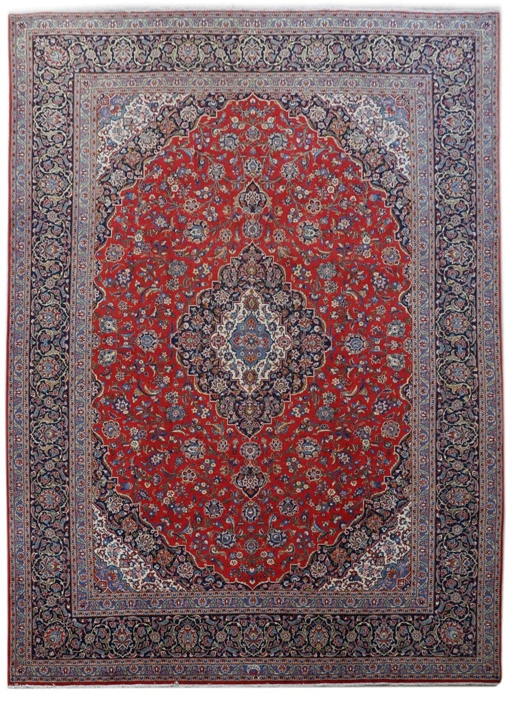 11.1 x 15.3 Red Handmade Persian Kashan Rug with Signature (1 of 6)