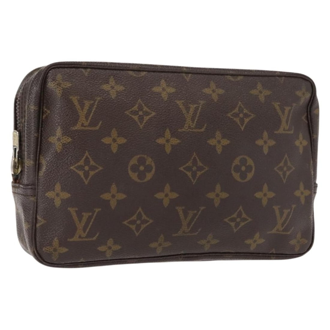 Louis Vuitton Trousse Toilette Brown Canvas Clutch Bag 23cm: Louis Vuitton Trousse Toilette Brown Canvas Clutch Bag 23cm Louis Vuitton Trousse Toilette clutch bag crafted from signature monogram canvas in brown. Designed for female use, this pre-owned accessory