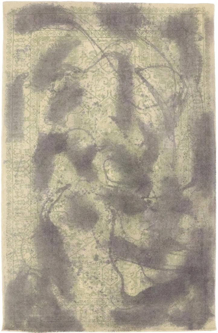 Hand-Tufted Wool 5x8 Modern Area Rug in Muted Multicolored Floral Pattern: Hand-Tufted Wool 5x8 Modern Area Rug in Muted Multicolored Floral Pattern This modern area rug features a hand-tufted construction from wool, offering a blend of muted, multicolored tones in a floral