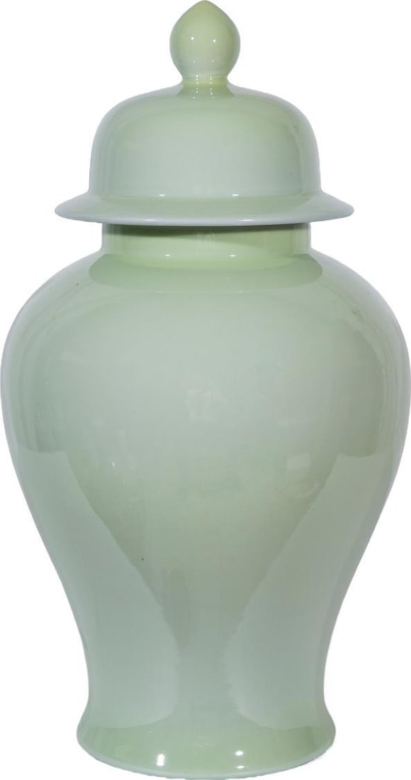 Handcrafted Asian Antique Style Temple Jar in Spring Green (1 of 3)