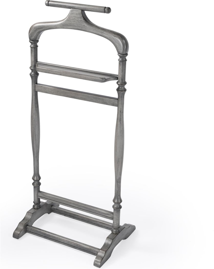 Butler Heritage Gray Valet Stand English Traditional Style 42.75H: Butler Heritage Gray Valet Stand English Traditional Style 42.75H This Traditional Gray Butler Valet is a perfect addition to any home, combining functionality with elegant design. Crafted from a blen
