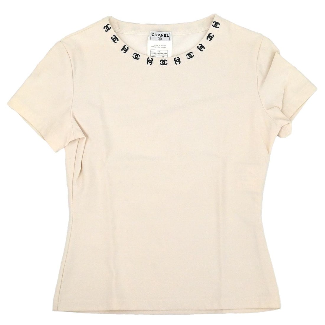 Chanel Vintage Off-White Short Sleeve T-Shirt Top Size 36 (1 of 11)