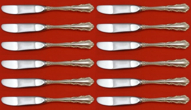 Wallace Shenandoah Sterling Silver Butter Spreaders Set of 12 Modern 6 1/4" (1 of 3)